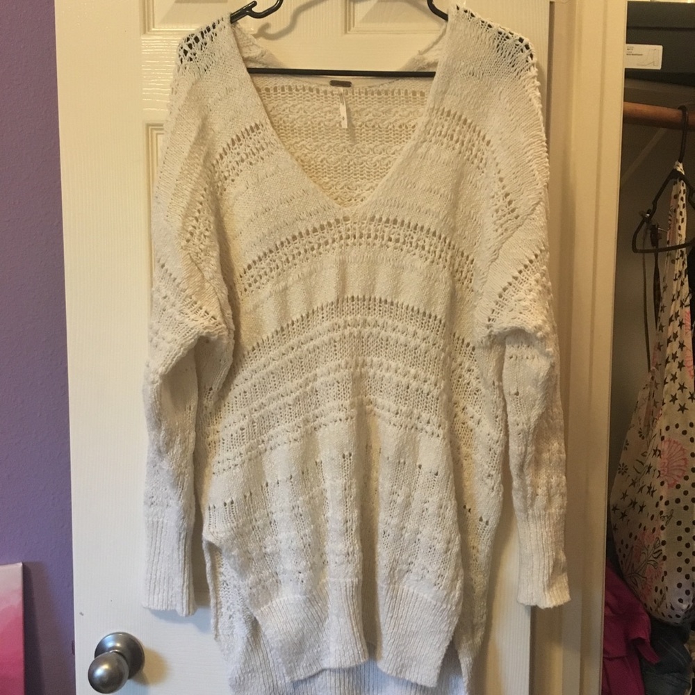 Free People Cream Knit Sweater